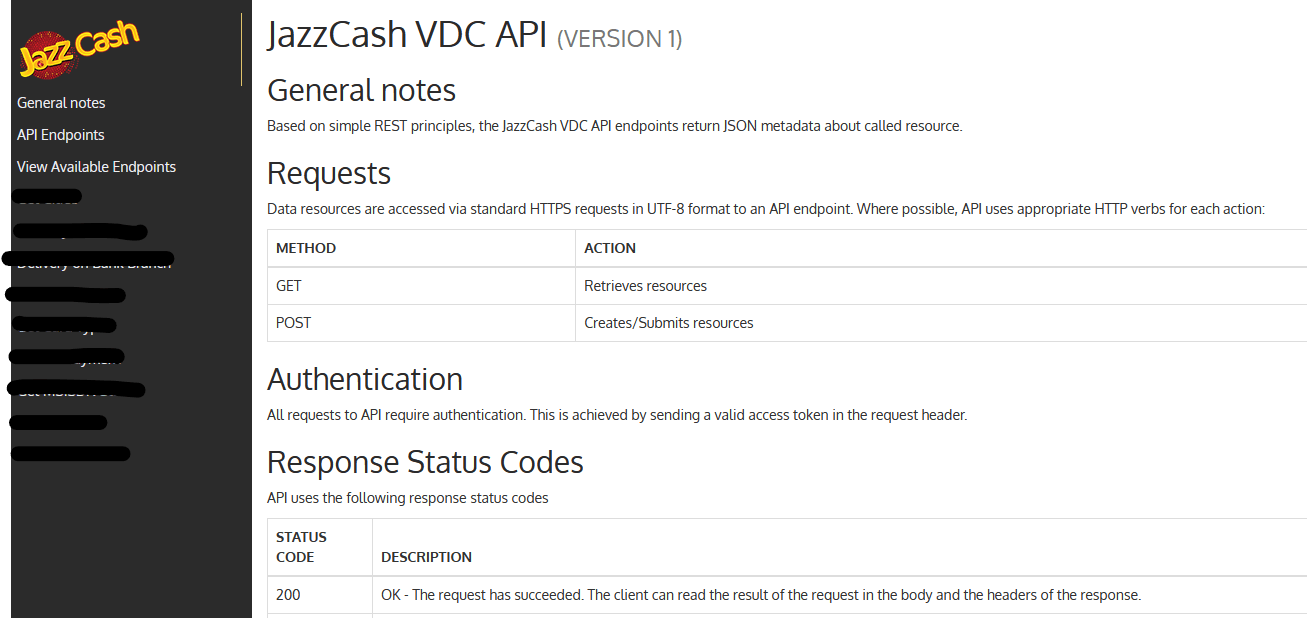 JazzCash VDC API documentation